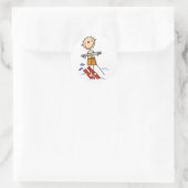Sticker Rond Stick Figure Ski d'eau Tshirts et cadeaux (Sac)