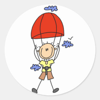 Sticker Rond Stick Figure Sky Diver Tshirts et cadeaux