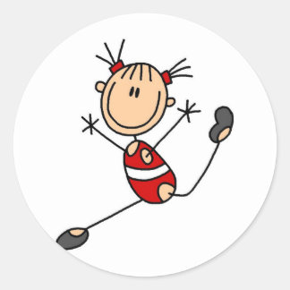 Sticker Rond Stick Girl Gymnast Tshirts et cadeaux