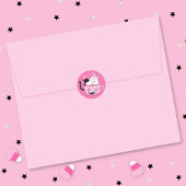 Sticker Rond Stick Halloween éffrayant Fantôme noir Chat rose