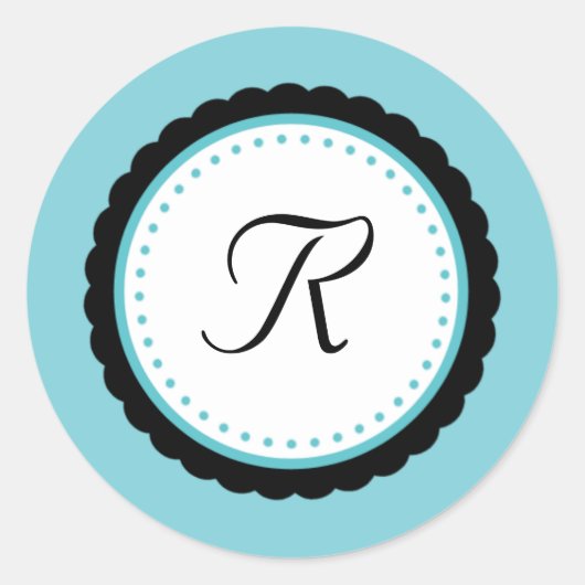 Sticker Rond Stick initial du Monogramme d'Aqua Pop Color (Devant)