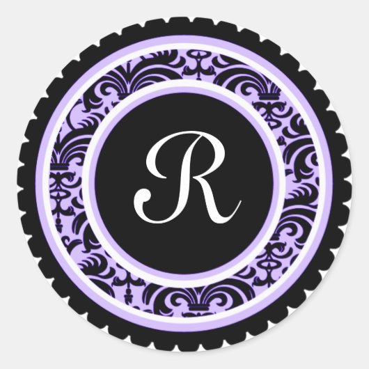 Sticker Rond Stick initial du monogramme doux pourpre (Devant)