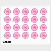 Sticker Rond Stick initial du monogramme rose (Feuille)