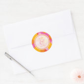 Sticker Rond Stick Mariage d'été rose orange mousseux points (Enveloppe)