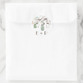Sticker Rond Stick Mariage Monogram Mint Green Mason Jars (Sac)