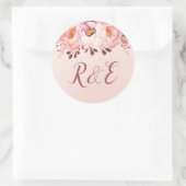 Sticker Rond Stick Mariage Monogramme en rubis rose pâle (Sac)