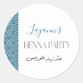 Sticker Rond Stick personnalisé Tatreez Print Henna Party (Devant)