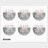 Sticker Rond Stick Phrase et Noms du Mariage Monogramme (Feuille)