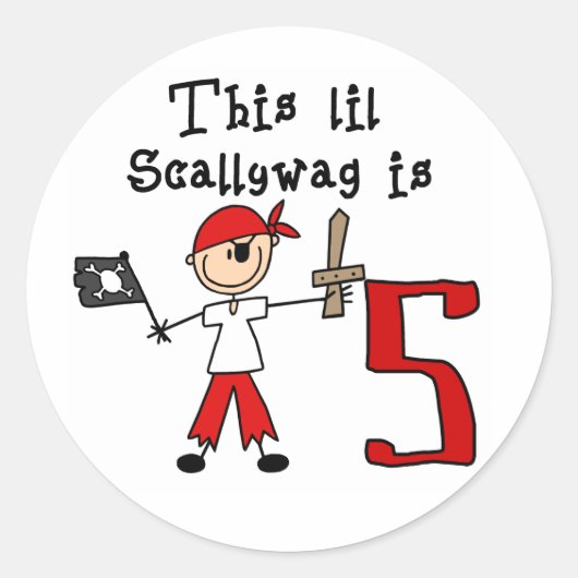 Sticker Rond Stick Pirate 5e anniversaire (Devant)