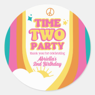 Sticker Rond Stick rétro Time Two Party 2e anniversaire