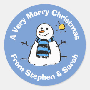 Sticker Rond Stick rond classique Snowman de Noël personnalis