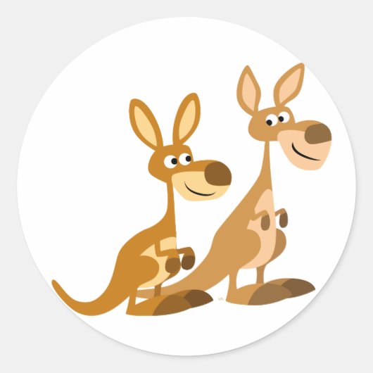 Sticker Rond Stick rond Kangaroos deux cartons mignons (Devant)
