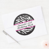 Sticker Rond Stick rond Zebra Print noir et rose chaud (Enveloppe)