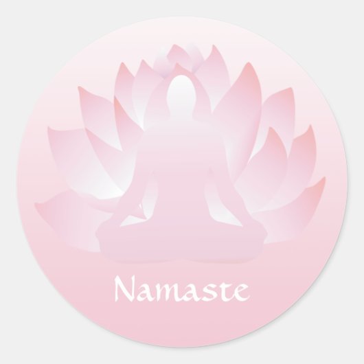 Sticker Rond Stick rose fleur Namaste Yoga Lotus Pose (Devant)