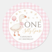 Sticker Rond Stick rose One Silly Goose 1er Anniversaire (Devant)