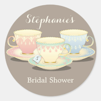 Sticker Rond Stick Teacup Trio Chic Fête des mariées Tea Party