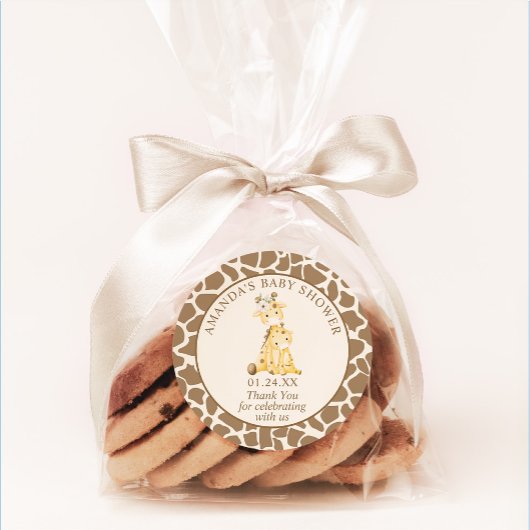 Sticker Rond Sticke rond Neutral Mama et Baby Giraffe Classic