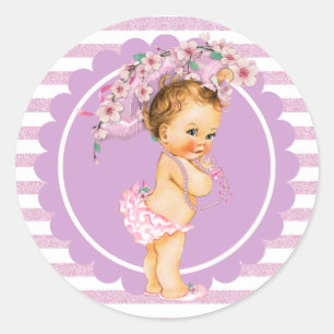 Sticker Rond Sticke Vintage petite princesse bébé cerise en fle