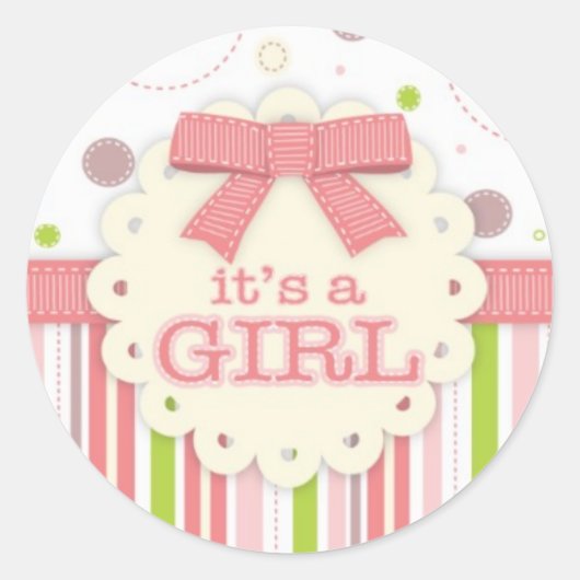 Sticker Rond Sticker/C'est une fille (Devant)