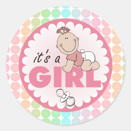 Sticker Rond Sticker/C'est une fille (Devant)