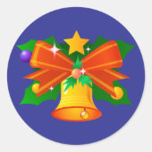 Sticker Rond Sticker-cloche de Noël avec Holly et Bow (Devant)