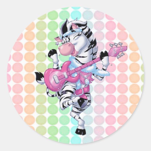 Sticker Rond Sticker/Dancing Zebra et Pois (Devant)