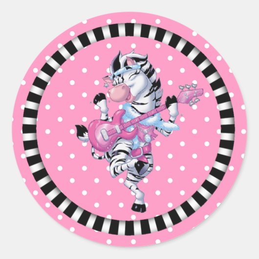 Sticker Rond Sticker/Dancing Zebra et Pois (Devant)