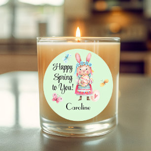 Sticker Rond Sticker, nom   3 en Lovable Happy Spring Ms Bunny