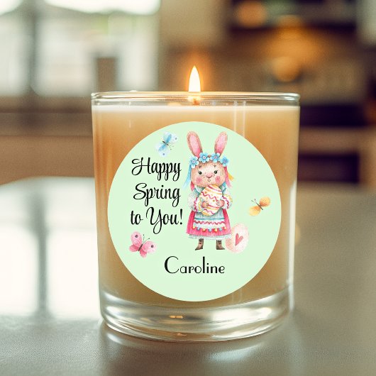 Sticker Rond Sticker, nom | 3 en Lovable Happy Spring Ms Bunny