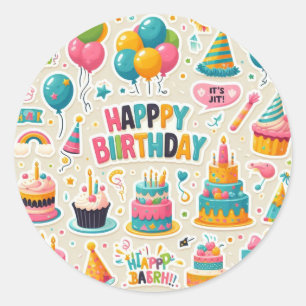 Sticker Rond "Sticker Pack fête d'anniversaire : Célébrer en st