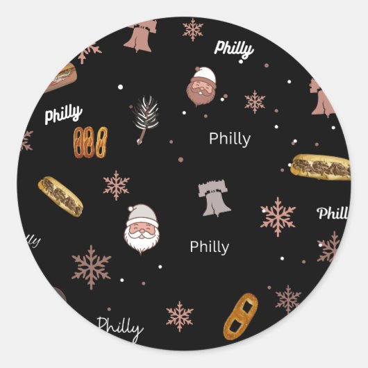 Sticker Rond Sticker-Philly Christmas (Devant)