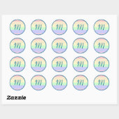 Sticker Rond Sticker/sceau d'égalité avec initiale (Feuille)
