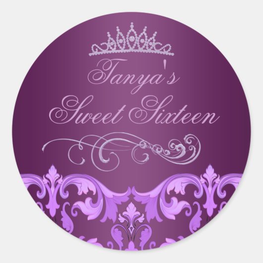 Sticker Rond Sticker/sceau d'enveloppe 16 Tiara Sweet pourpre D (Devant)