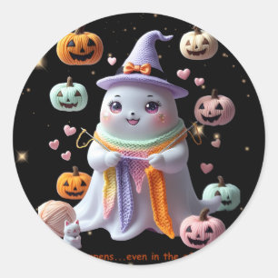 Sticker Rond *Sticker Tricot fantôme Kawaii - Gi d'Halloween mi