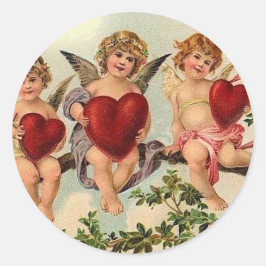 Sticker Rond `Sticker victorien valentine cuipid (Devant)