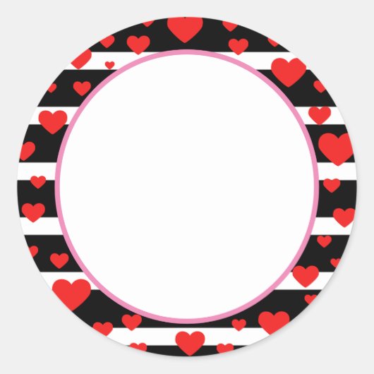 Sticker Rond Stickers, Coeurs et Stripes de Saint Valentin (Devant)
