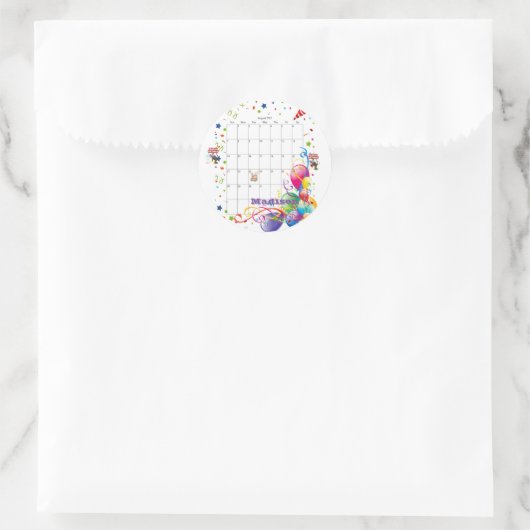 Sticker Rond Stickers, Joyeux calendrier d'anniversaire août 20 (Sac)