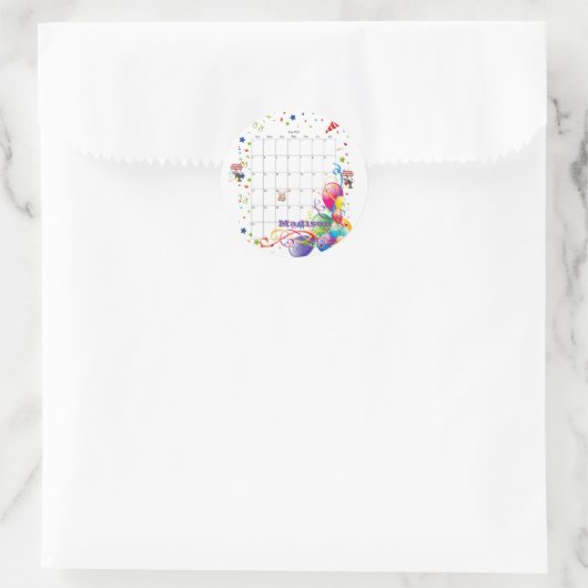Sticker Rond Stickers, Joyeux calendrier d'anniversaire juillet (Sac)
