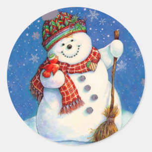 Sticker Rond Stickers/Snowman