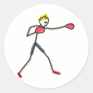 Sticker Rond Stickman Boxe