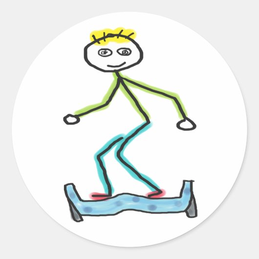 Sticker Rond Stickman Hoverboard (Devant)