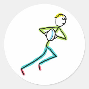 Sticker Rond Stickman Rugby