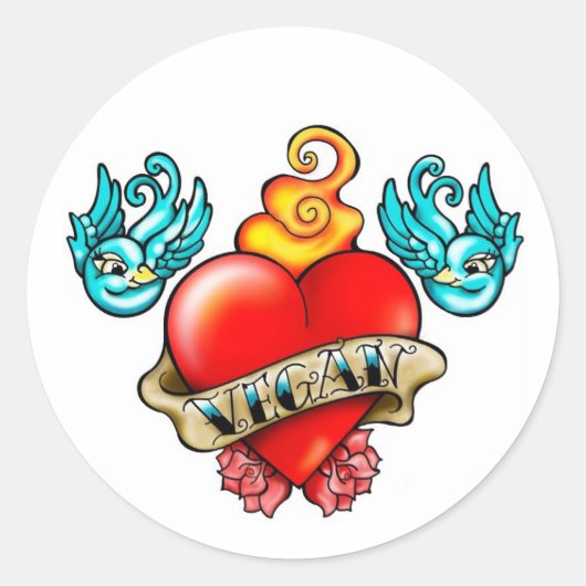 Sticker Rond Sticks à coeur végétal ! (Devant)