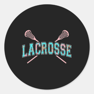 Sticker Rond Sticks croisés de crosse florale LAX Girly Turquoi