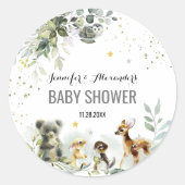 Sticker Rond Sticleur d'aquarelle Baby shower de bois (Devant)