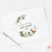Sticker Rond Sticleur d'aquarelle Baby shower de bois (Enveloppe)