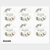 Sticker Rond Sticleur d'aquarelle Baby shower de bois (Feuille)