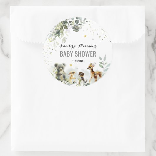 Sticker Rond Sticleur d'aquarelle Baby shower de bois (Sac)