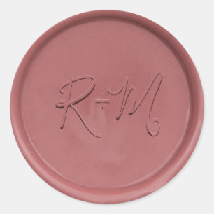 Sticker Rond Sticleur de cire de Rose initial Monogramme Vintag