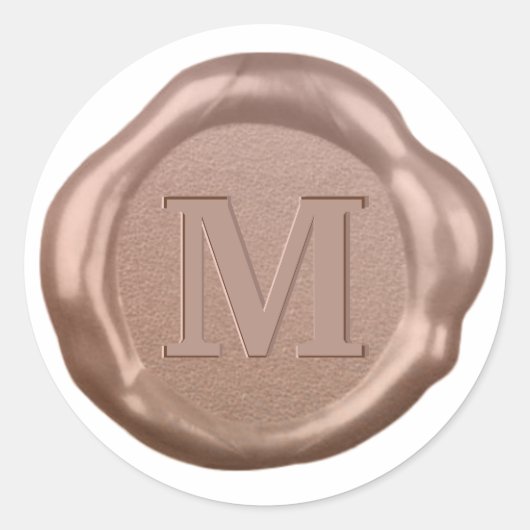 Sticker Rond Sticleur de cire d'or rose monogramme, (Devant)